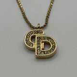 DIOR GOLD CRYSTAL CD NECKLACE