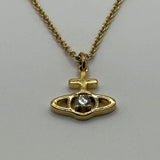 VIVIENNE WESTWOOD MINI CROSS SATURN CRYSTAL GOLD NECKLACE