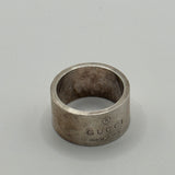 GUCCI ENGRAVED SPELLOUT BIG RING US8.5