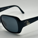 CHANEL BLACK/WHITE CC LOGO BLACK SUNGLASSES