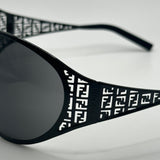 FENDI OVERSIZED LOGO CUTOUT BLACK SUNGLASSES