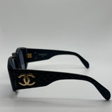 CHANEL BIG LOGO BLACK SUNGLASSES