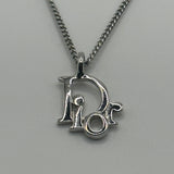 DIOR SILVER WORD LOGO NECKLACE