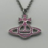 VIVIENNE WESTWOOD PINK CUTOUT SATURN NECKLACE