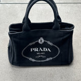 PRADA LARGE BLACK CANAPA TOTE BAG