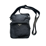 PRADA NYLON DOUBLE SHOULDER BAG BLACK