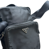 PRADA NYLON DOUBLE SHOULDER BAG BLACK