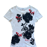DIOR BLACK FLORAL WHITE TEE