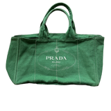 PRADA LARGE GREEN CANAPA TOTE BAG