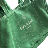 PRADA LARGE GREEN CANAPA TOTE BAG