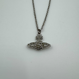 VIVIENNE WESTWOOD SILVER SATURN FLAT NECKLACE