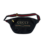 GUCCI LOGO PRINT LEATHER WAIST BAG