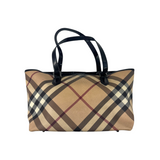 BURBERRY CHECK CANVAS TOTE BAG