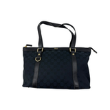 GUCCI GG BLACK CANVAS ABBEY TOTE BAG
