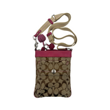 COACH SIGNATURE KHAKI & PINK CROSSBODY BAG