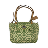COACH GREEN SIGNATURE SATIN TOTE BAG