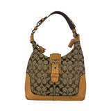 COACH SIGNATURE CANVAS & LEATHER HOBO BAG