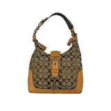 COACH SIGNATURE CANVAS & LEATHER HOBO BAG