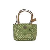 COACH GREEN SIGNATURE SATIN TOTE BAG