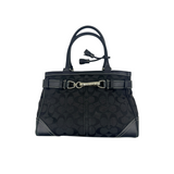 COACH BLACK SIGNATURE HORSEBIT SATCHEL BAG
