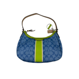 COACH BLUE & LIME SIGNATURE HOBO BAG