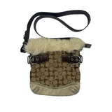 COACH FUR SIGNATURE CANVAS SHOULDER BAG