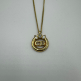 DIOR CD CIRCLE CRYSTAL GOLD NECKLACE
