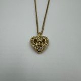 DIOR HEART CD CRYSTAL GOLD NECKLACE