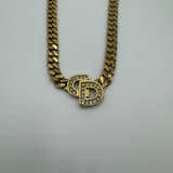 DIOR CD CRYSTAL THICK GOLD NECKLACE