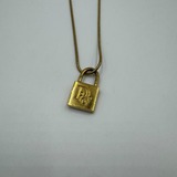 DIOR LOCK PENDANT GOLD NECKLACE