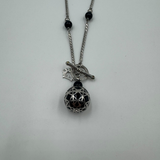 DIOR BLACK ORB SILVER NECKLACE