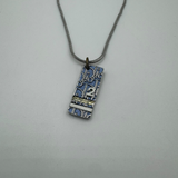 DIOR TROTTER BLUE PLATE SILVER NECKLACE
