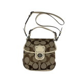 COACH SIGNATURE KHAKI TURNLOCK CROSSBODY BAG