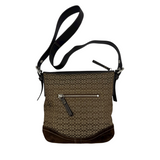 COACH SIGNATURE BROWN SUEDE TRIM CROSSBODY BAG