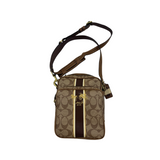 COACH SIGNATURE STRIPE BROWN CROSSBODY BAG