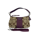 COACH SIGNATURE KHAKI & PURPLE STRIPE HANDBAG