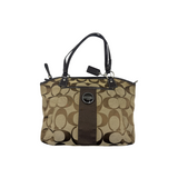 COACH BROWN SIGNATURE STRIPE TOTE BAG