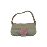 FENDI CANVAS BAGUETTE BAG PINK BUCKLE