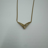 DIOR CRYSTAL V PETAL GOLD NECKLACE