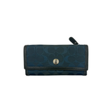 COACH NAVY SIGNATURE LONG WALLET