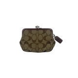 COACH BROWN SIGNATURE KISSLOCK COIN PURSE