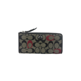 COACH BLACK & RED SIGNATURE LONG WALLET