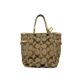 COACH SIGNATURE GOLD TRIM TOTE BAG