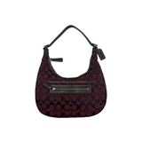 COACH BURGUNDY SIGNATURE SMALL HOBO BAG