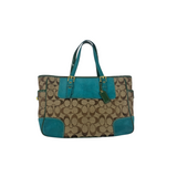 COACH TURQUOISE TRIM SIGNATURE TOTE BAG