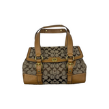 COACH BROWN SIGNATURE TURNLOCK SATCHEL