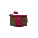COACH SIGNATURE KHAKI & PINK COIN PURSE