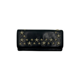 JIMMY CHOO BLACK STAR-STUDDED LEATHER WALLET