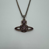 VIVIENNE WESTWOOD WOVEN PINK CRYSTAL SATURN NECKLACE