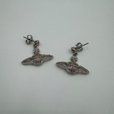 VIVIENNE WESTWOOD PINK CRYSTAL SATURN DROP EARRINGS